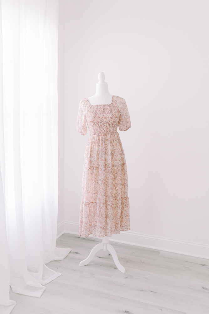 Atlanta newborn photographer pink dress from client closet