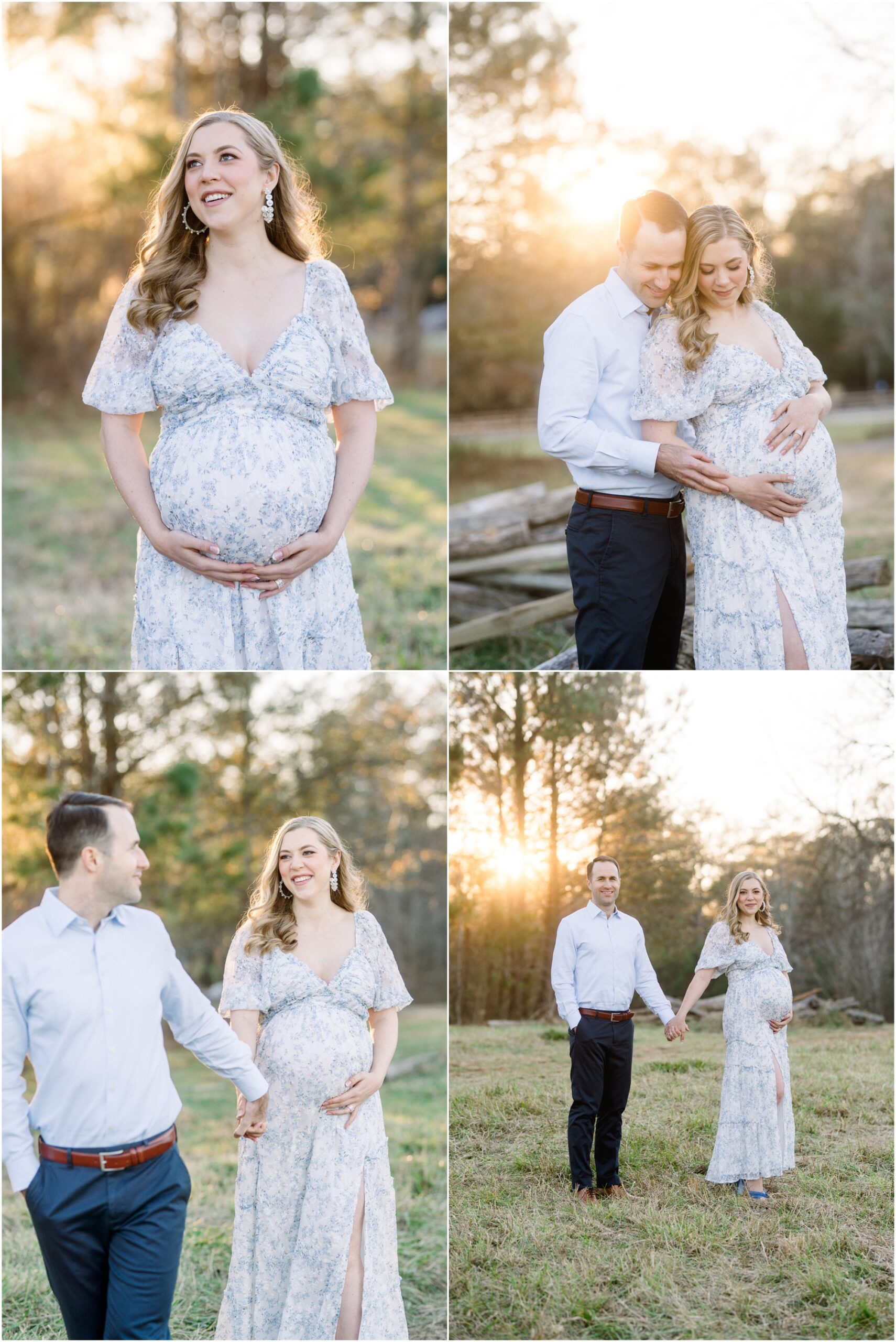 Portraits of a couple for Atlanta maternity portraits in a field.